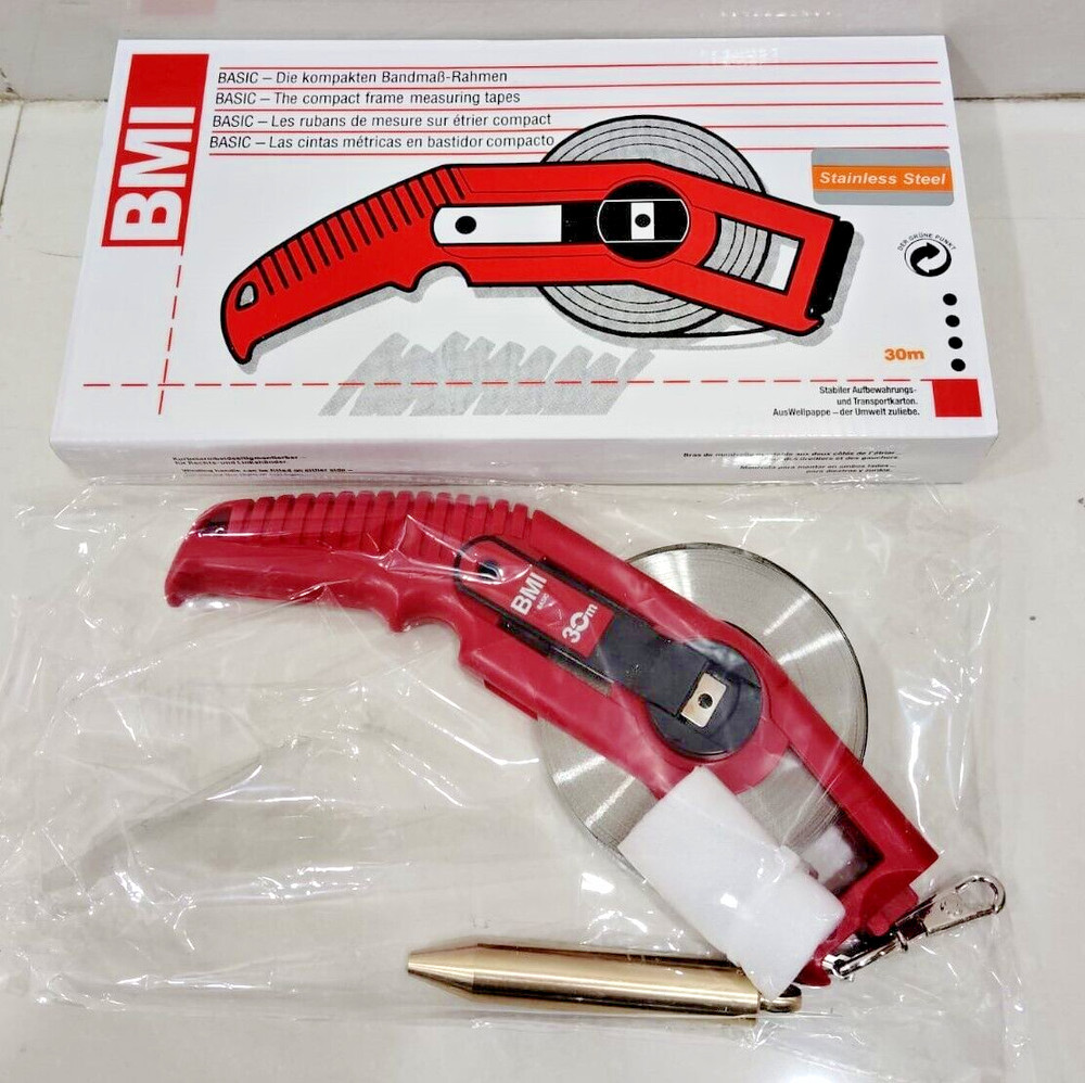 BMI 30M Stainless Steel Basic The Compact Frame Measuring Tape New