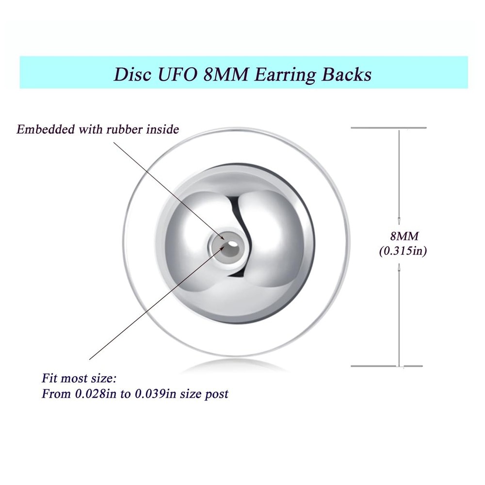 Dics Flat Earring Backs, 6 pcs Locking Earring Backs Replacements, White Gold...