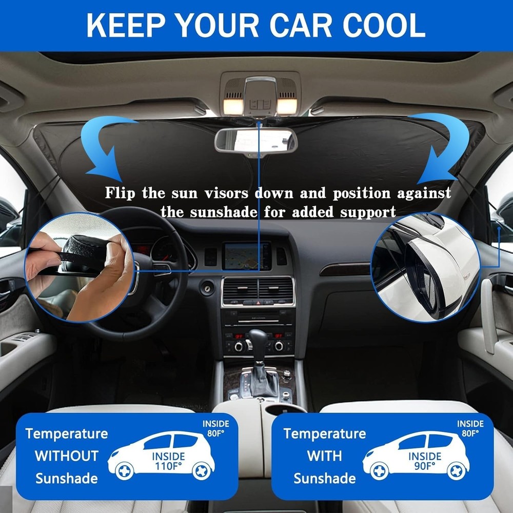 Car Windshield Sun Shade Large Front Protection Blue