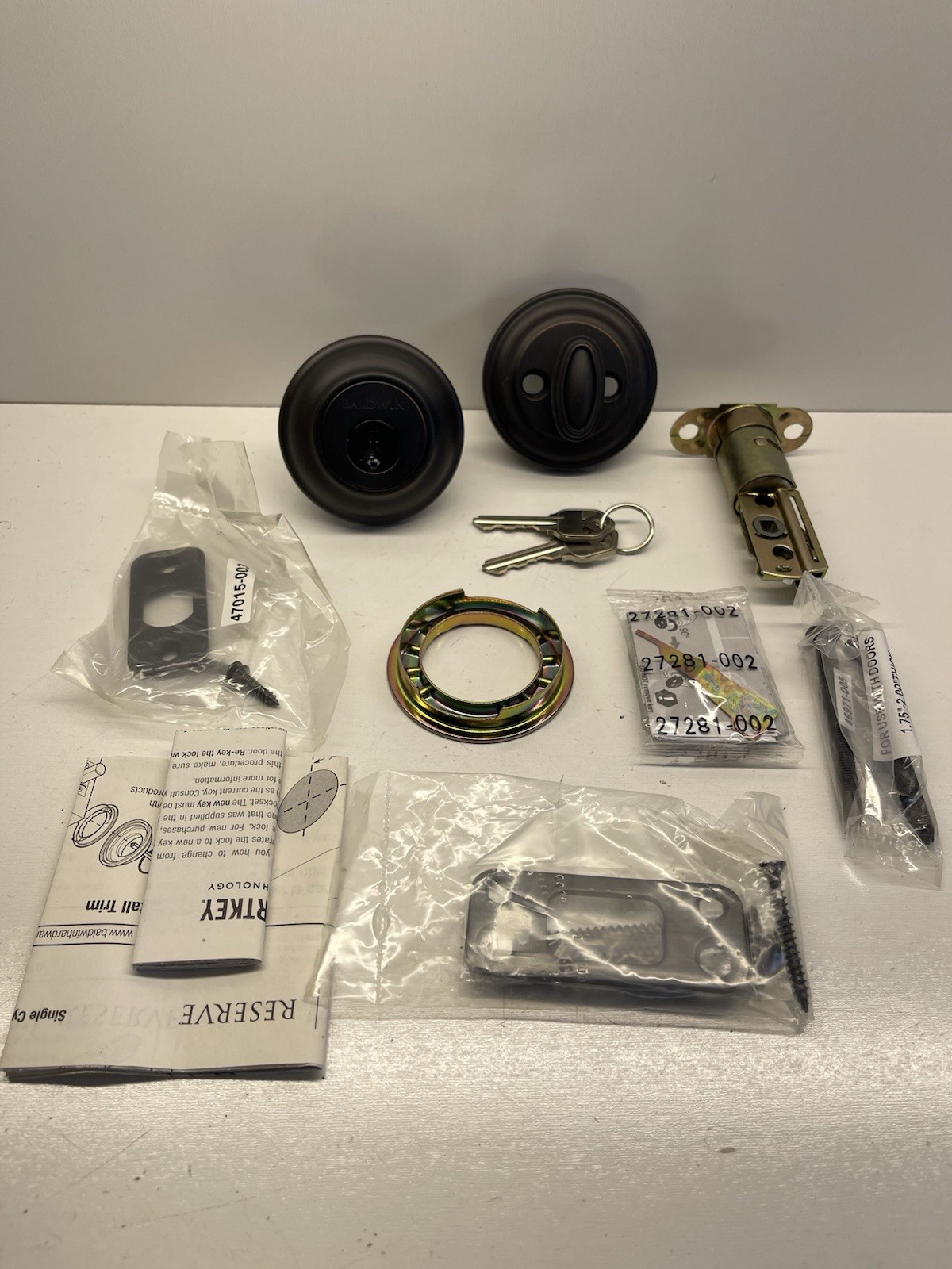 BALDWIN DEADBOLT Aged Bronze Single Sided Cylinder DEADBOLT (2 Keys)