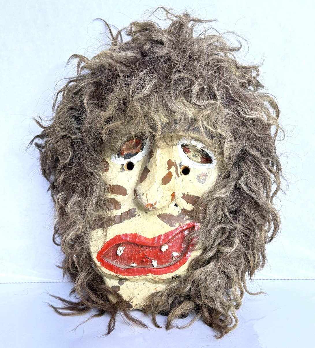 Antique RARE Native American Mask Cherokee Indian Booger FULL Headdress 13"