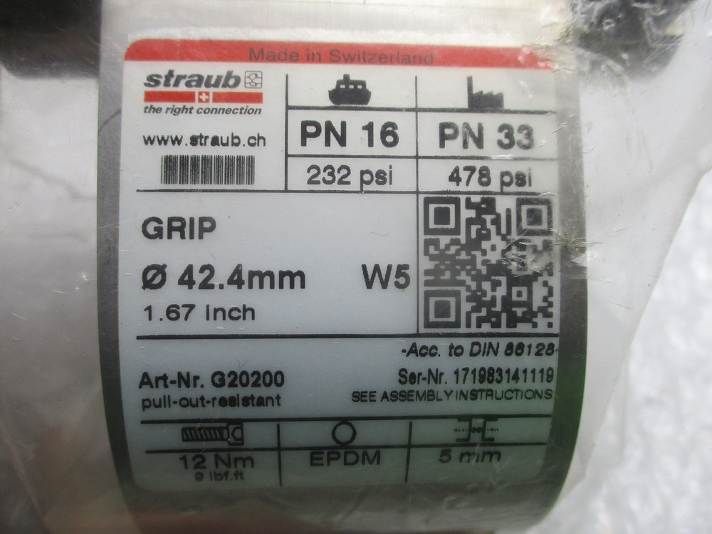 STRAUB G20200 GRIP COUPLING NSNP