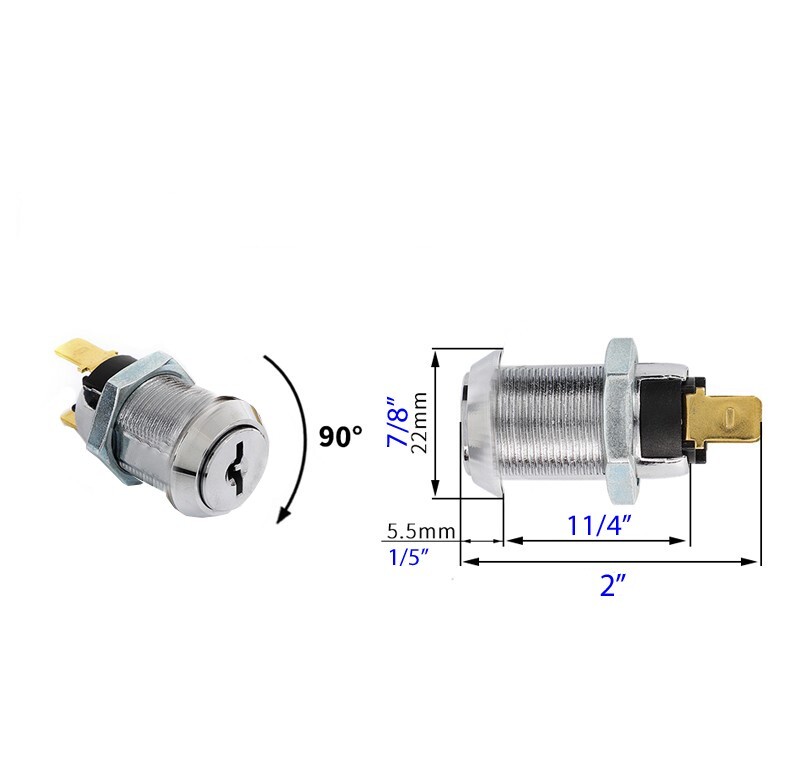 5 Momentary Switch Lock Electrical Barrel Switch Key Removable in Off Position