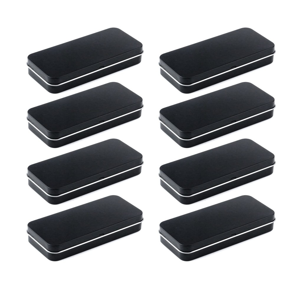 Tighall -8PCS- Rectangular Empty Hinged Tin Box with Lid Bulk Mini Storage Co...