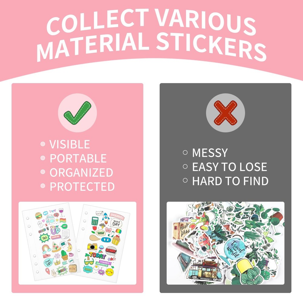 20 Sheets Clear Sticker Book Sleeves Pocket, 1 clear