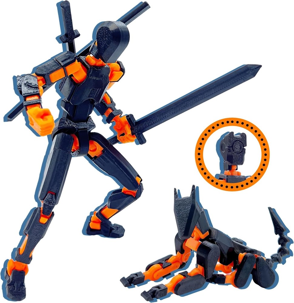 (Assembly Completed) T13 3D Action Figure Black Orange(assembly
