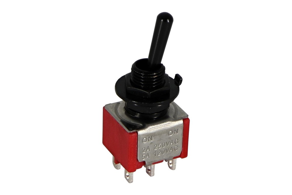 Mini Toggle Switch 2-way On-On Round Lever Black
