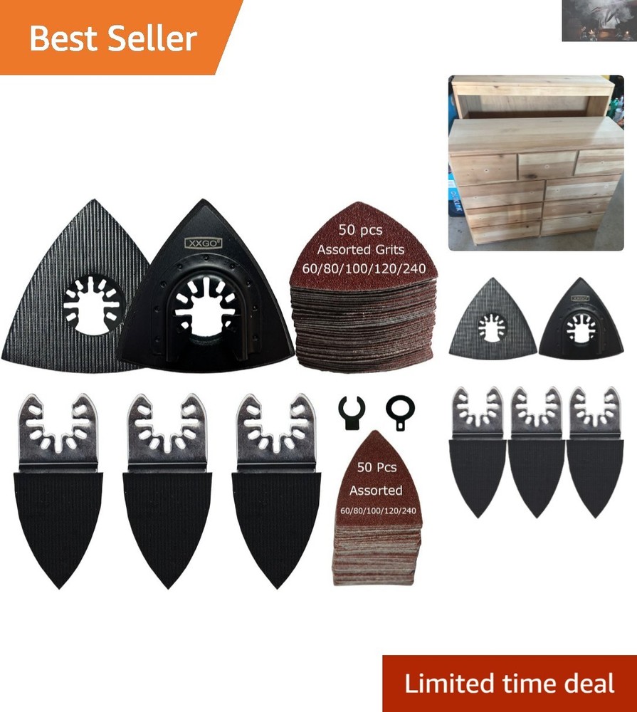 105 Pcs Triangle & Finger Sanding Pad Set for Oscillating Tools - Lightweight