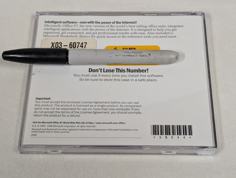 Microsoft Office 97 Professional Edition install CD with product key