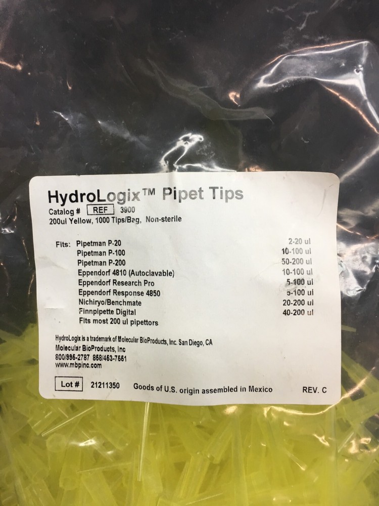 MBP HydroLogix REF 3900 Pipet Tips 200uL Yellow