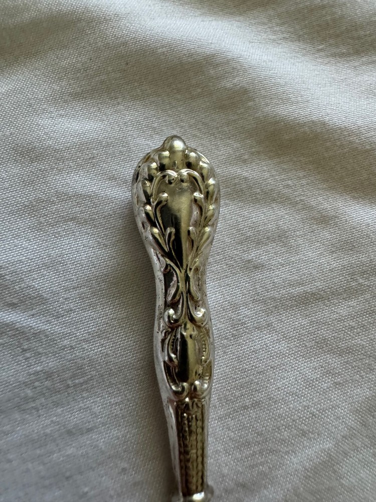 Antique Sterling Silver Handle Button Hook w/ Beaded & Scrolling Design