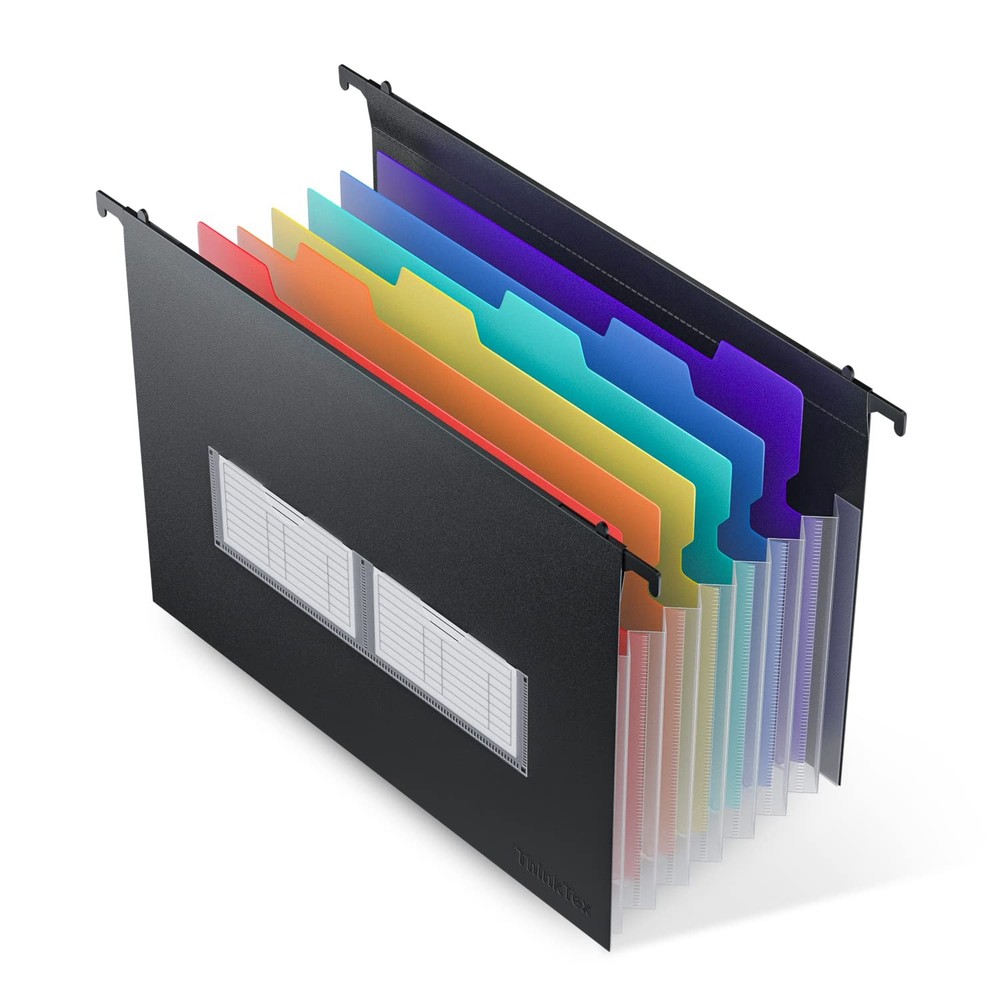 ThinkTex Plastic Expanding Hanging File Folders, 7 Innovative Letter, 1 Pack