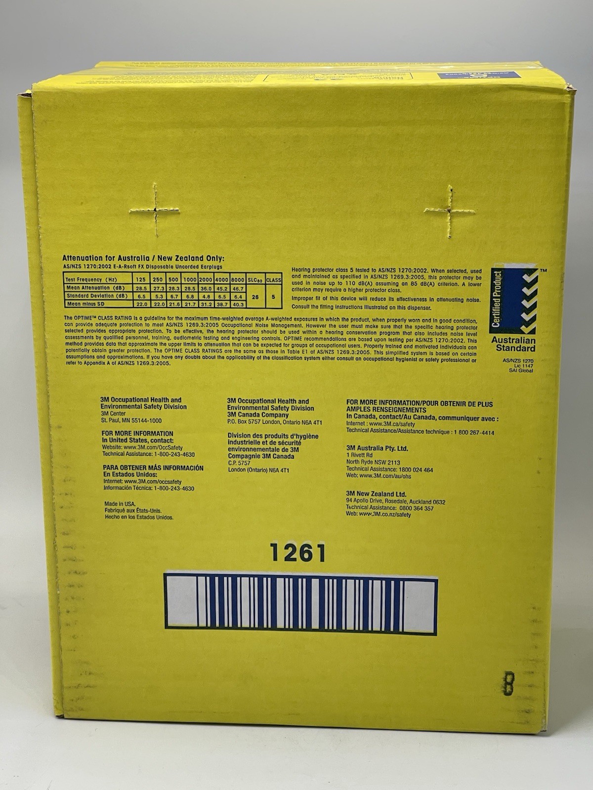 200 PCS 3M E-A-RSOFT FX EARPLUGS 312-1261 YELLOW WRAPPED UNCORDED CLASS 5