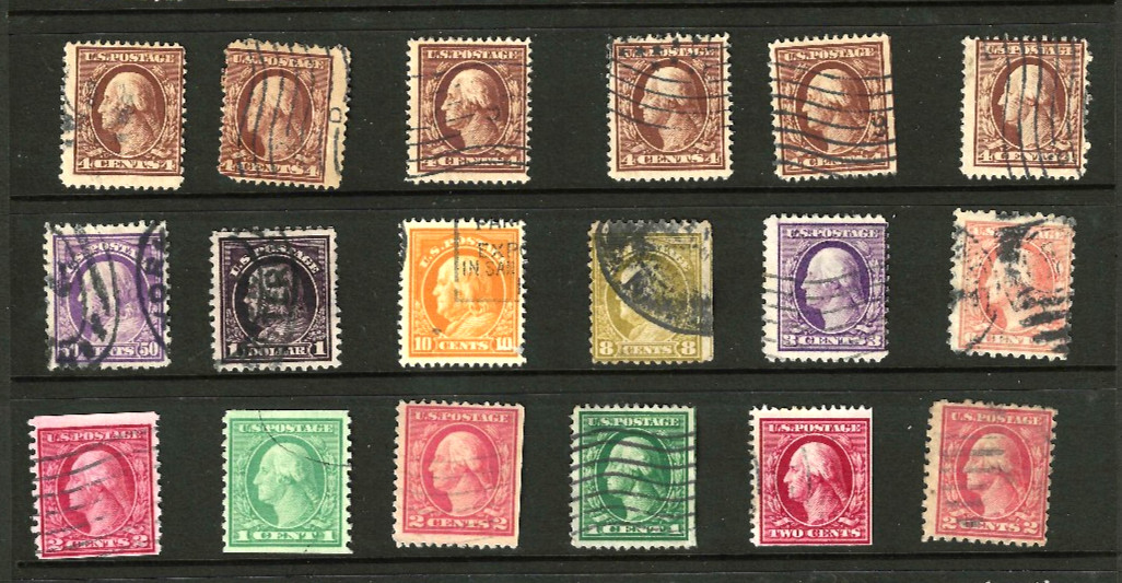Dealer Collection 1C-$1 Untyped Washington Franklin Few Cancels 1908-22 US 40-09