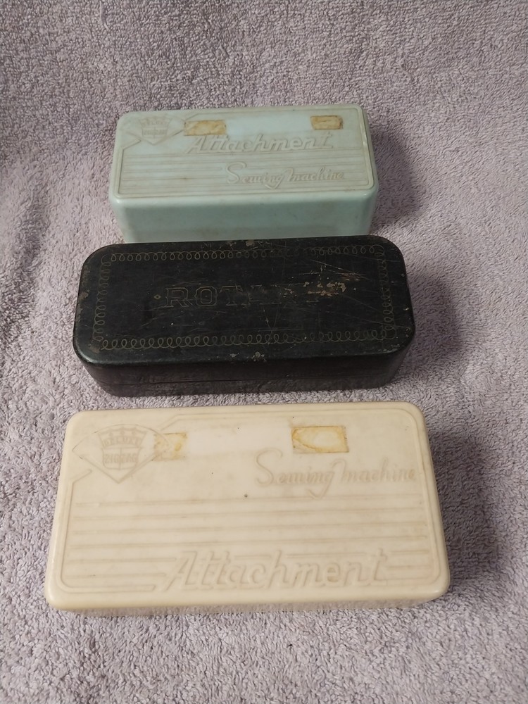 Vintage Sewing Machine Assorted Feet, Assorted Attachments, Bobbins, & Cases