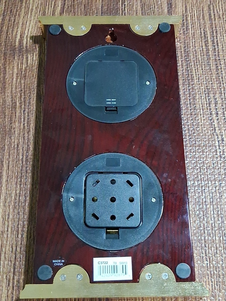 Bulova Clock Termometer Desk & Table Wood Gold Bezel Working