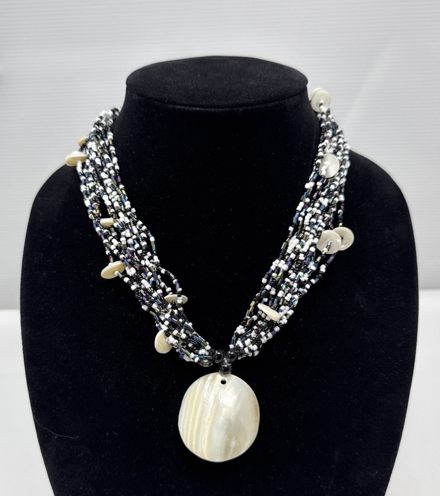 Artisan Made Beaded Necklace ~ Acrylic Statement Tactile Details