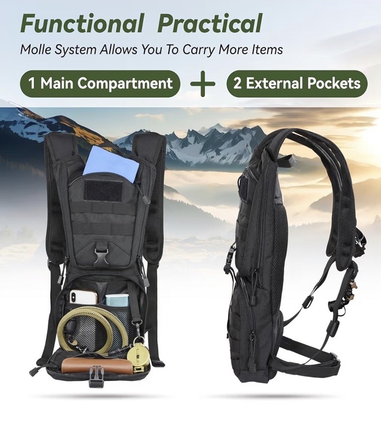 Tactical Mollie hydration Backpack With 3L TPU Water Bladder