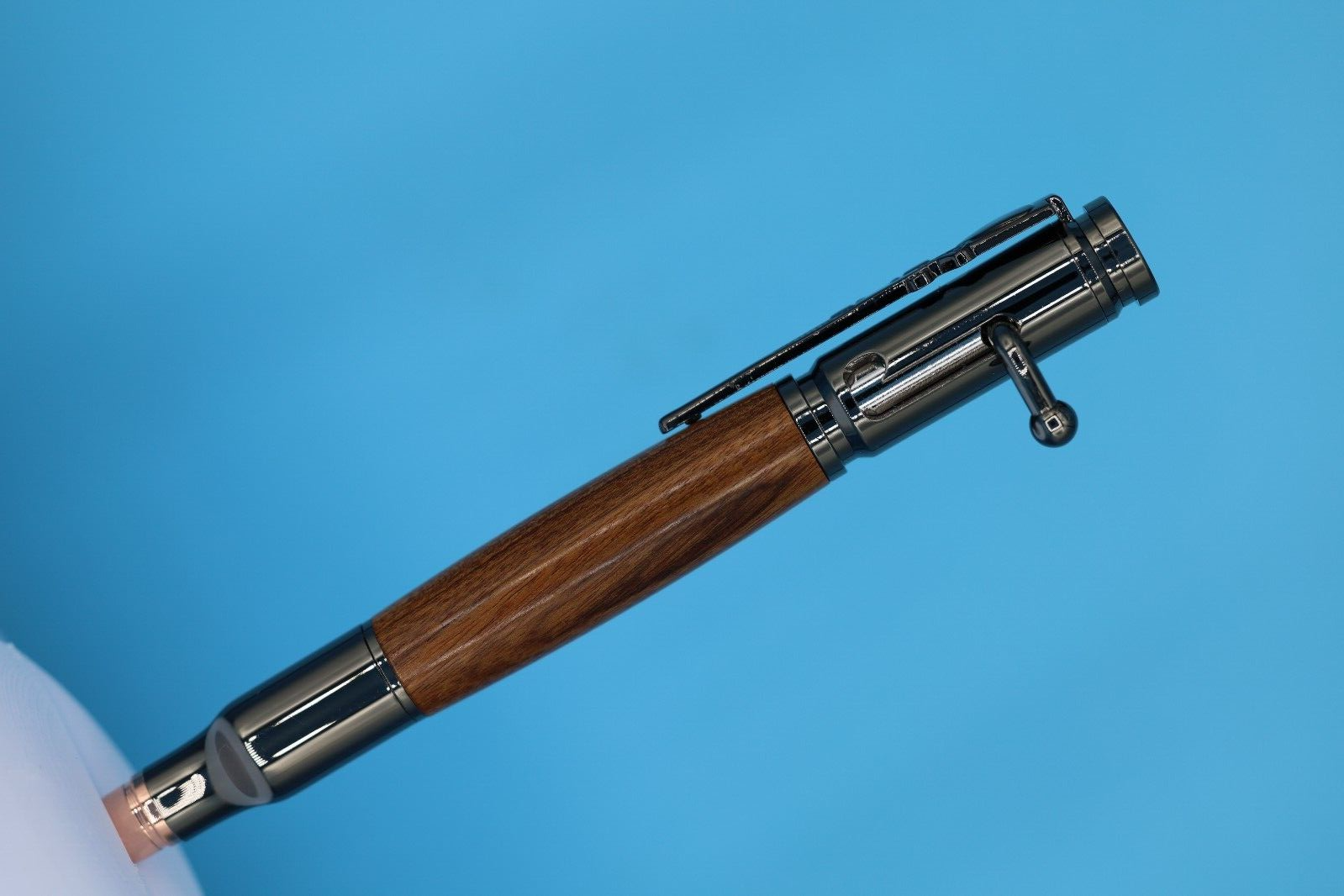 Bolt Action Pen in Popular Gun Metal Finish with Rosewood Barrel 30 Caliber Tip