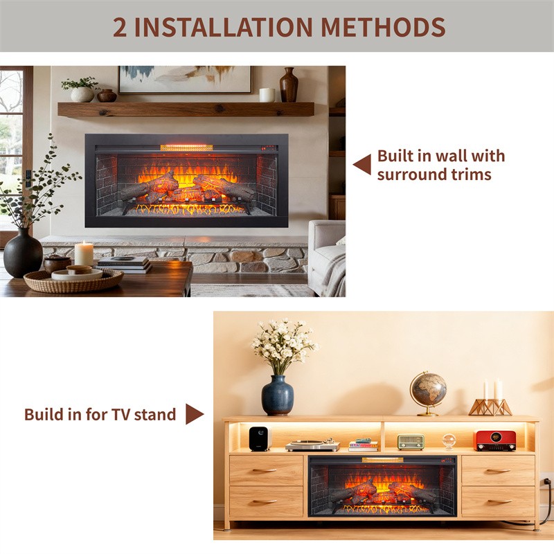 42" Insert Infrared Electric Fireplace with Removable Trim Kit and Touch Panel