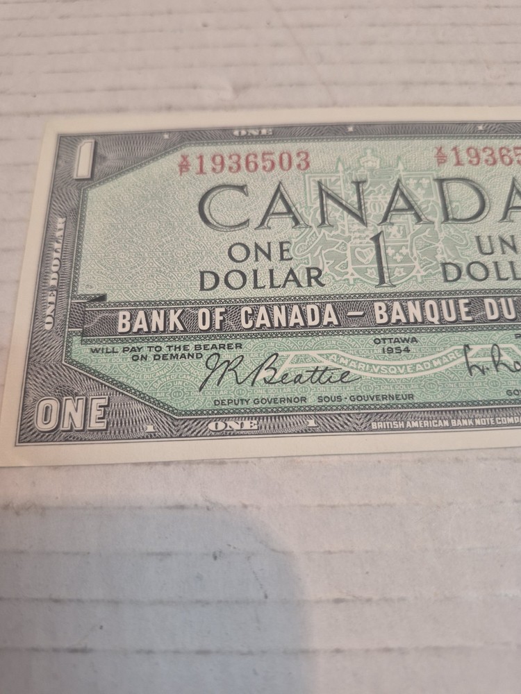 Canada 1 Dollar 1954 Coyne Tower Banknote CRISP!!!!
