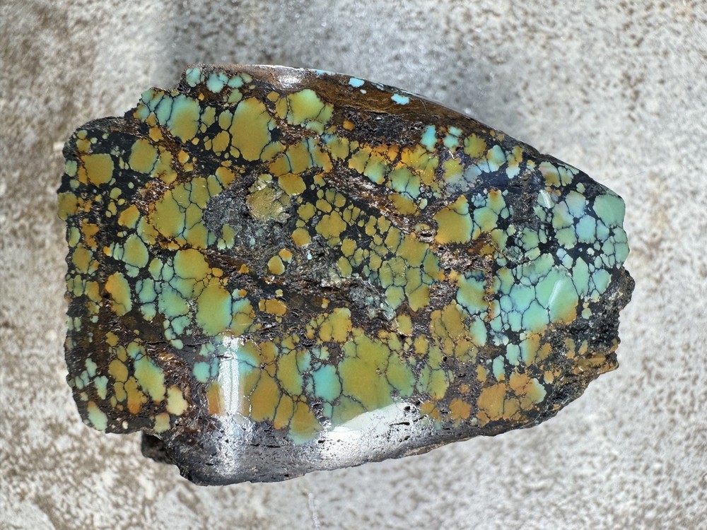 Hubei turquoise stabilized great multi color polychrome solid spiderweb nugget