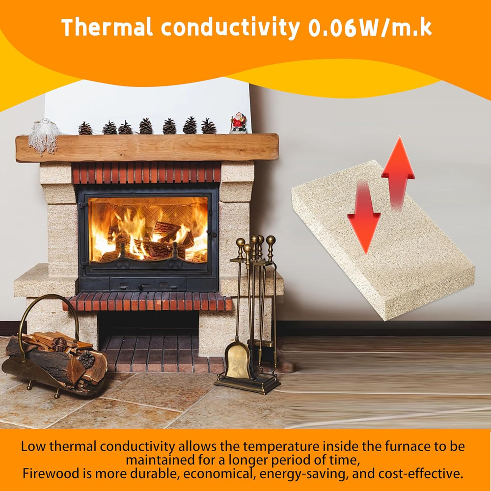 High Temperature Resistant Vermiculite Fire Bricks (6 Pack)