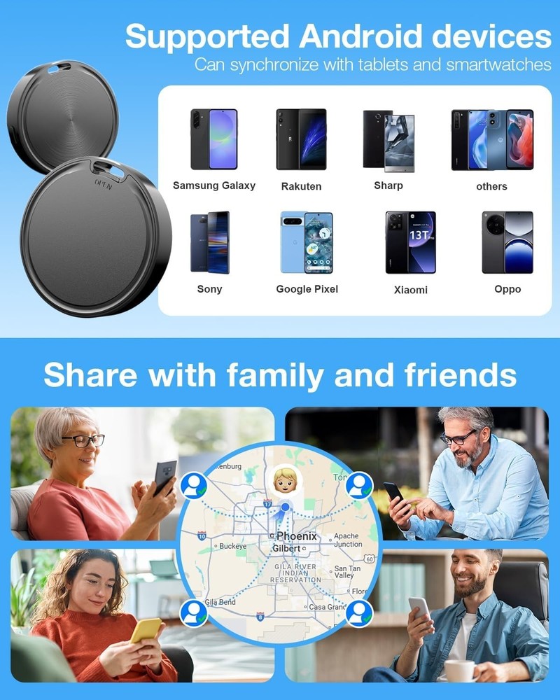 Waterproof Android Tracker - 2 Battery, Loud Alerts, and Easy Locating