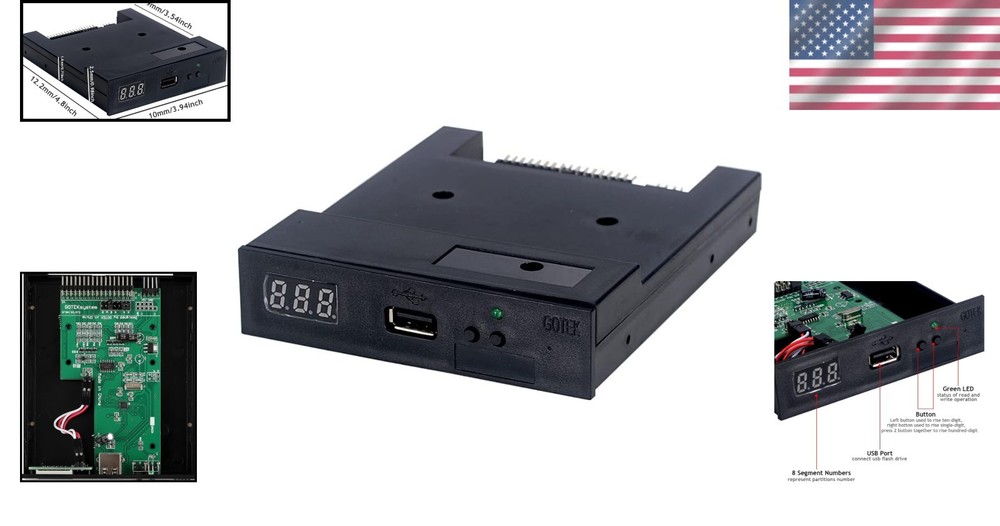 Effortless Data Transfer with 3.5-Inch USB Floppy Drive Simulator - Black