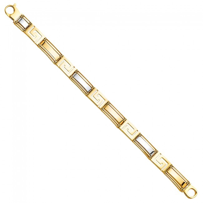 Solid 14K bicolor gold Greek Key bracelet EJAB512