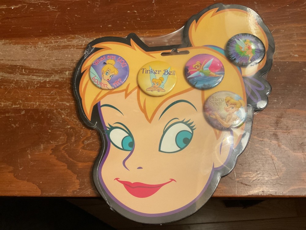 5 Vintage Tinker Bell Buttons - New In Package