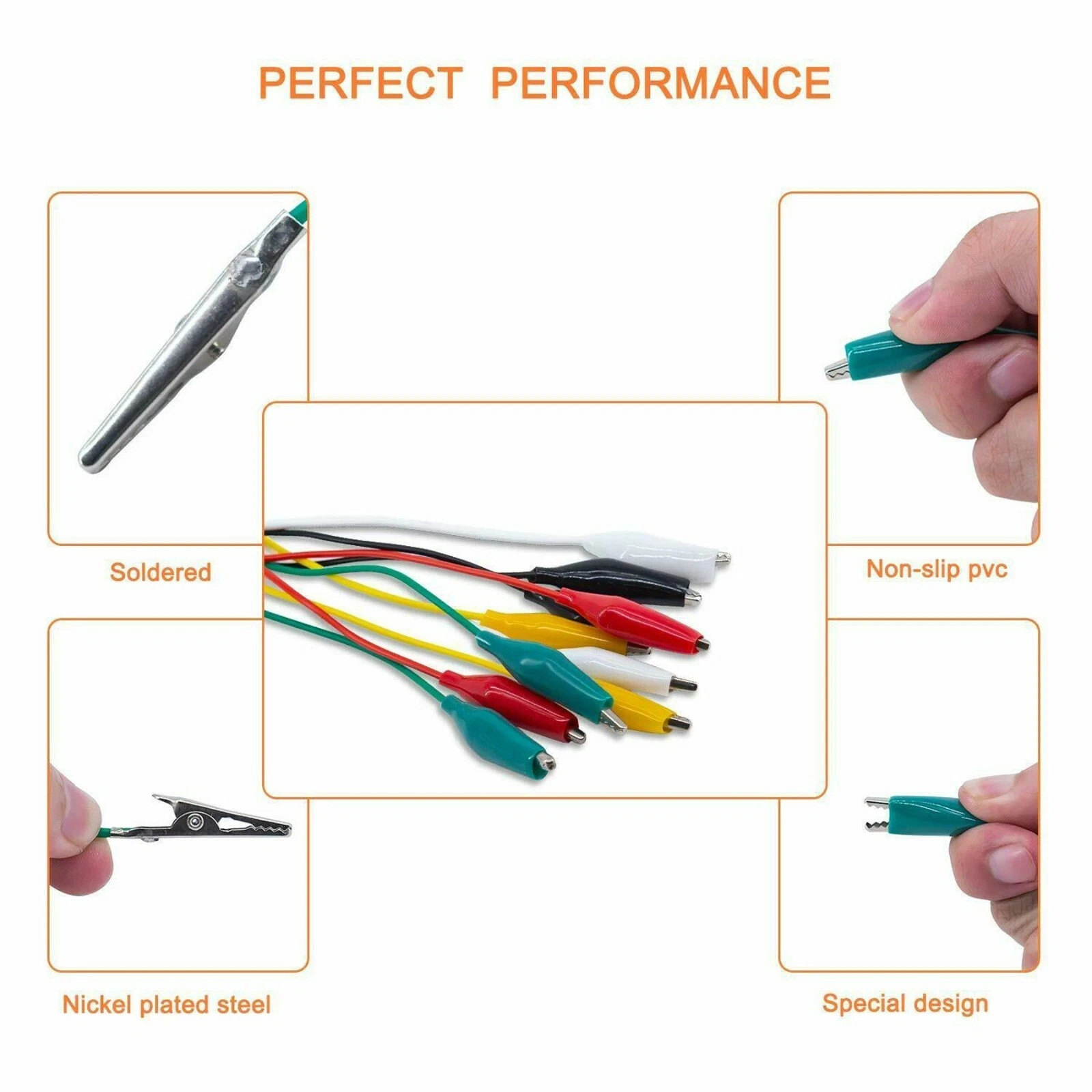 20PCS Alligator Clips Test Leads Set, 5-Color 21.5" Jumper Wires for Circuit