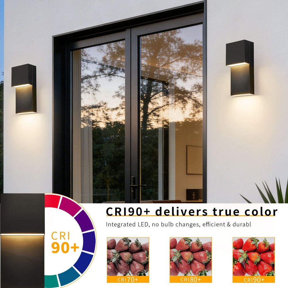 1-2 Pack 11.8 in. Black Outdoor Wall Light