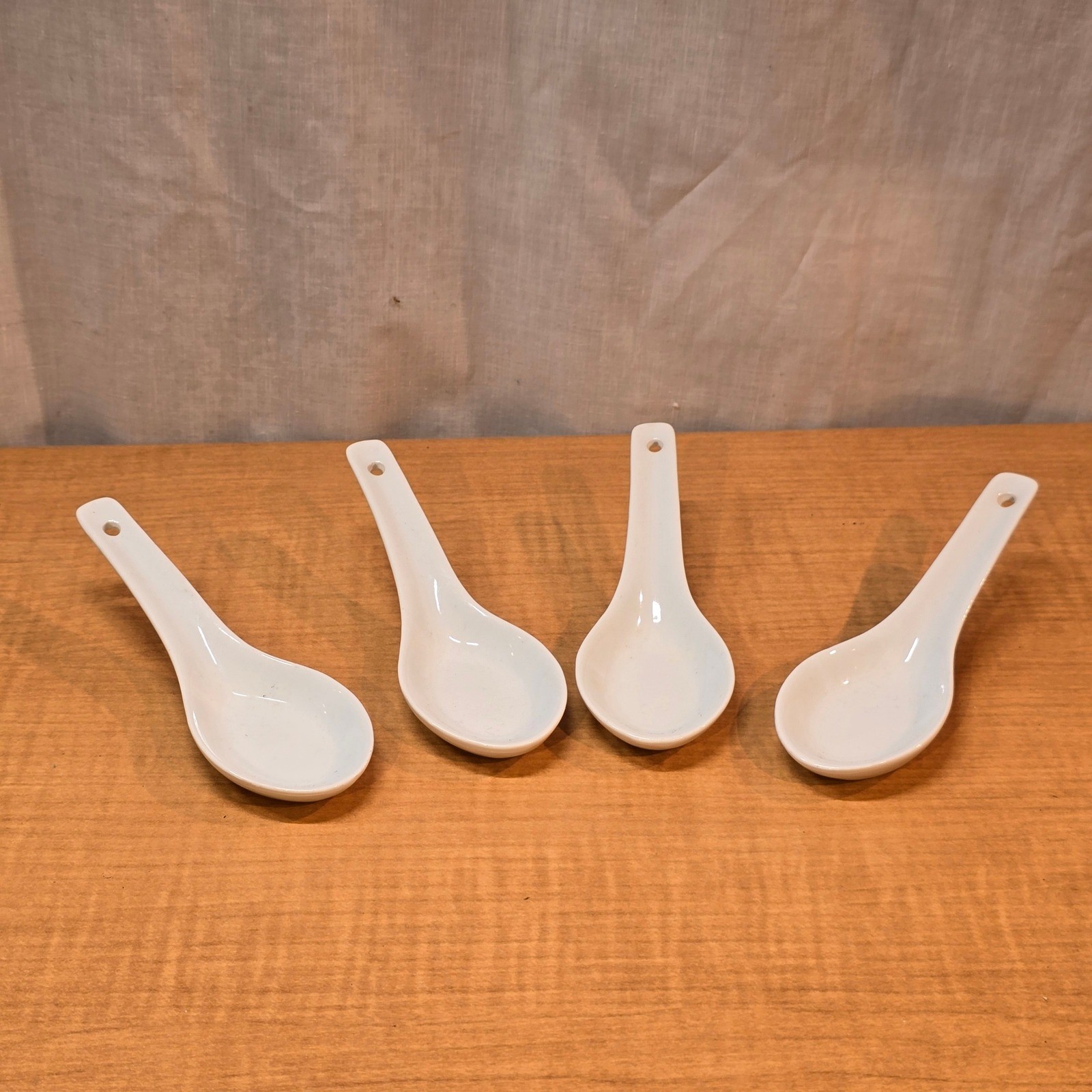 4 Saki Spoons Pier 1 China White Serving Spoon Liquid Display