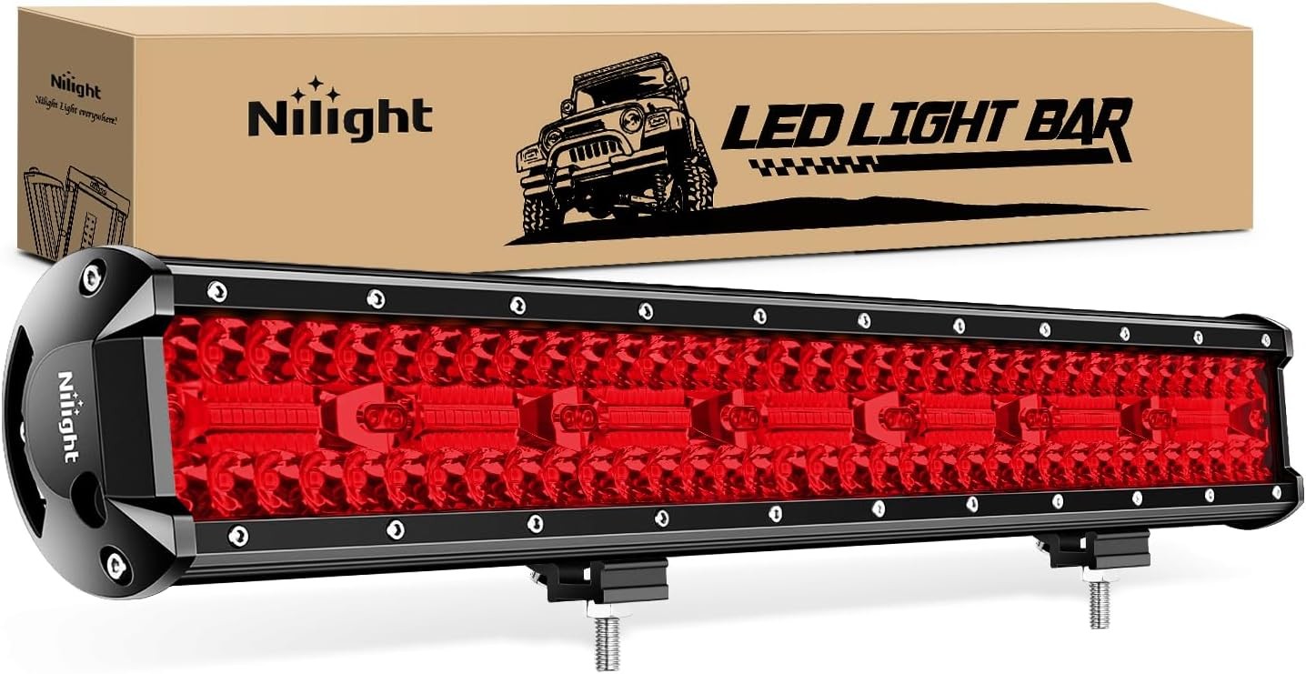 Nilight 20 Inch LED Light Bar Red Triple Row 420W Spot Flood Combo 42000LM