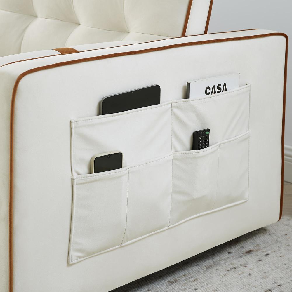 55.5" Pull Out Sleep Sofa Bed 2 Seater Adjsutable Backrest and Lumbar Pillows