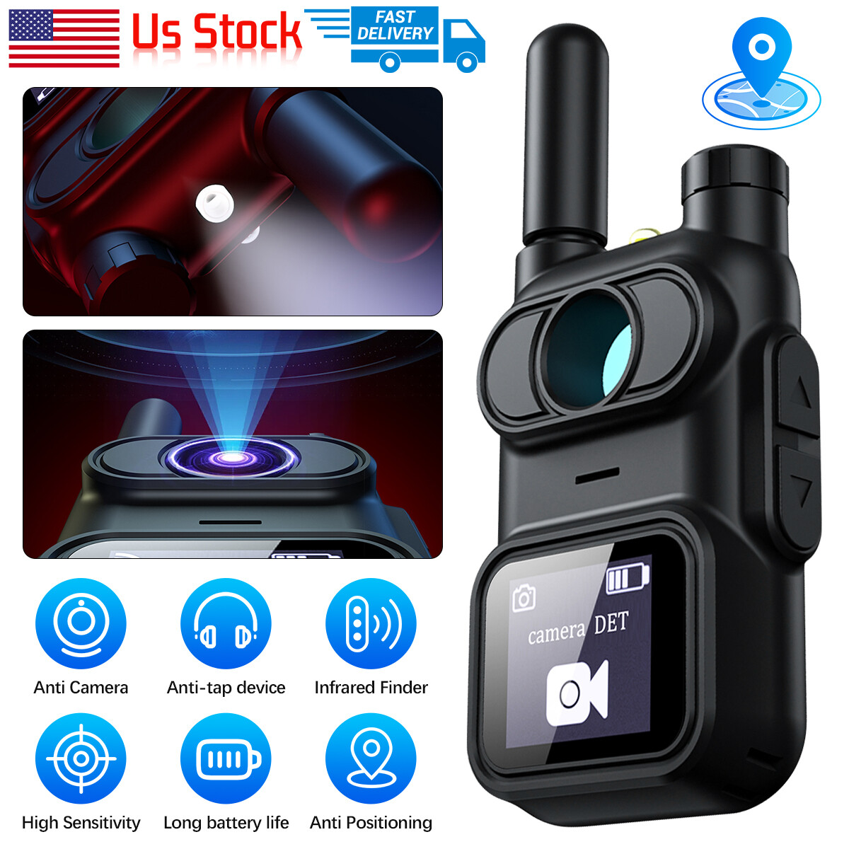 Anti-Spy Camera, Wireless RF Detector GSM Bug GPS Tracker Finder Scanner Device