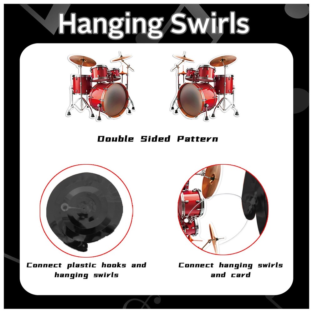 24 PCS Drum Hanging Swirl Decorations Drum Ceiling Streamers Hanging Decorati...