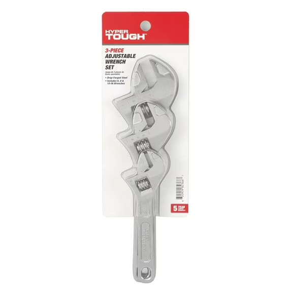 Hyper Tough 3-Piece Adjustable Wrench Set