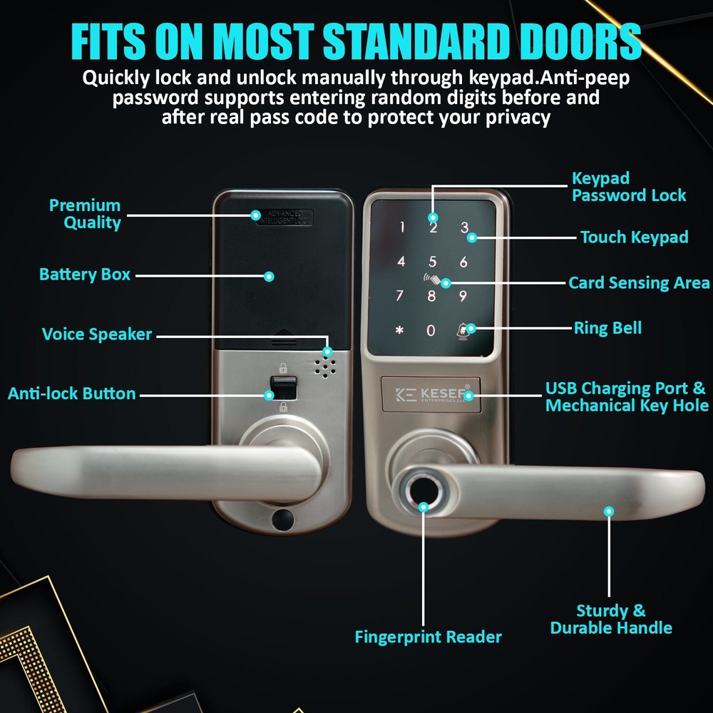 Keyless Biometric Fingerprint Electronic Smart Door Lock