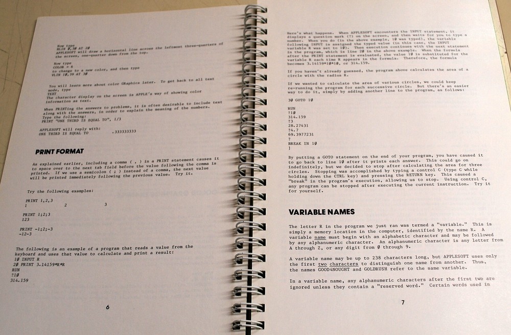 Original " AppleSoft Basic Programming Reference Manual" 167 pages