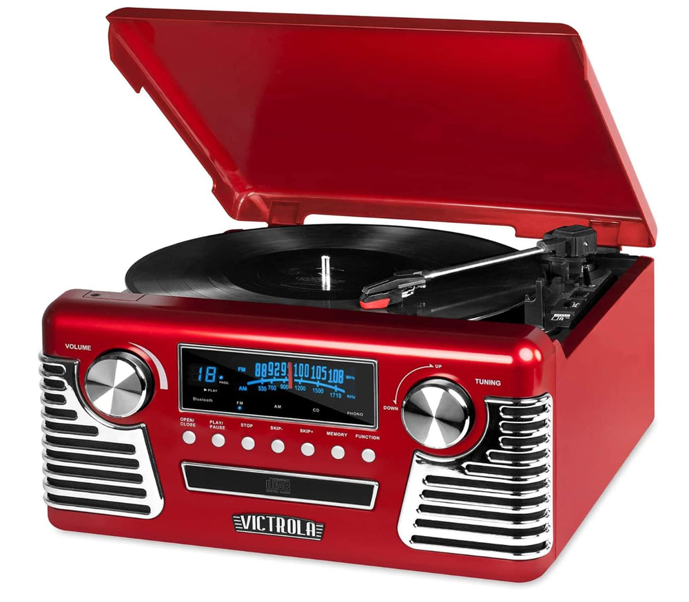 Tocadiscos Retro Bluetooth Vinilo 3 Velocidades De CD Radio Centro Multimedia