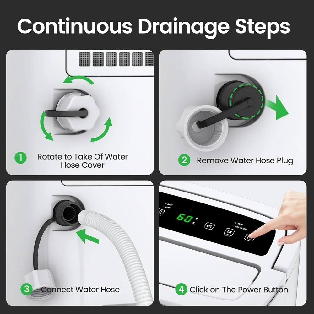 Eco-Friendly 80 Pint Dehumidifier with Self-Drying & Auto Defrost Features