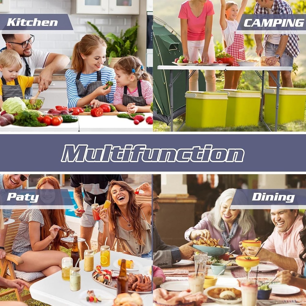 4FT Folding Table Portable Heavy Duty Rectangular Folding Utility Table Quick