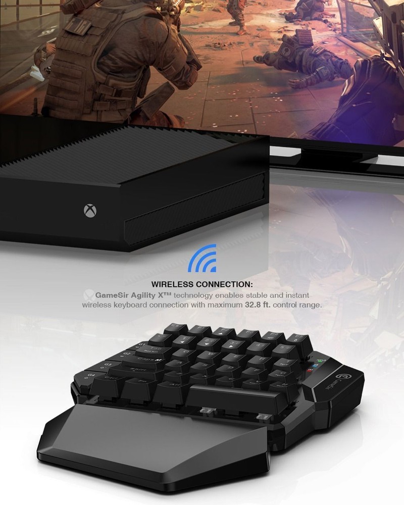 GameSir VX Single Hand Wireless Gaming Keyboard Mouse for PS4 Xbox Switch PC