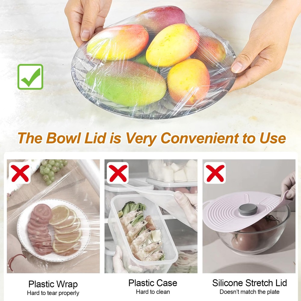 Plastic Bowl Covers Elastic Reusable Fresh Keeping Standard, Transparent