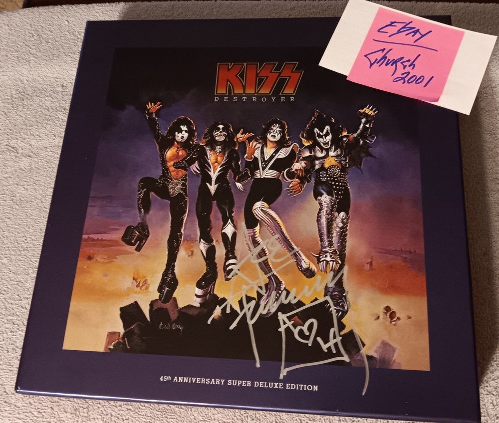 KISS Ace Frehley SIGNED 'Destroyer' 45th Empty Box Classic 1976 Photo RARE # 2
