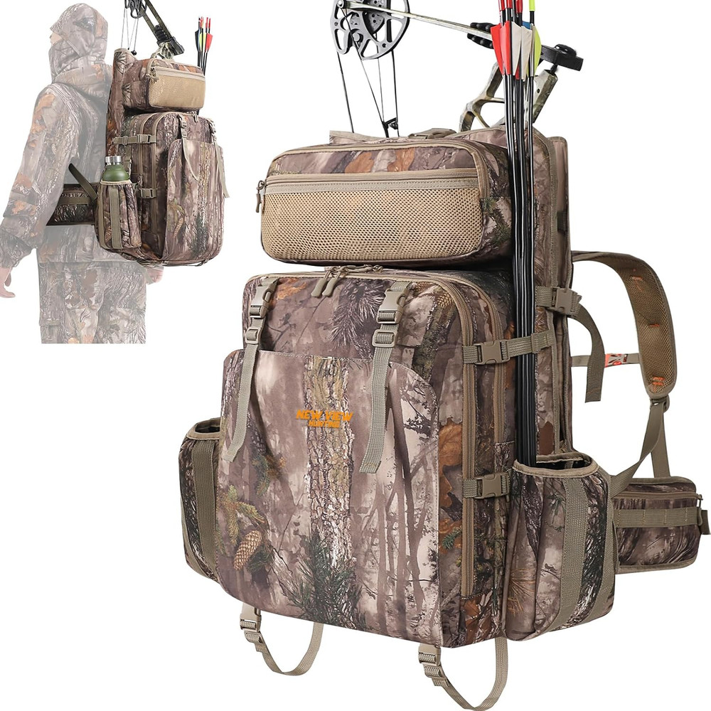 Camo Saddle Hunting Backpack with Bow Holder & Waterproof Design for Men