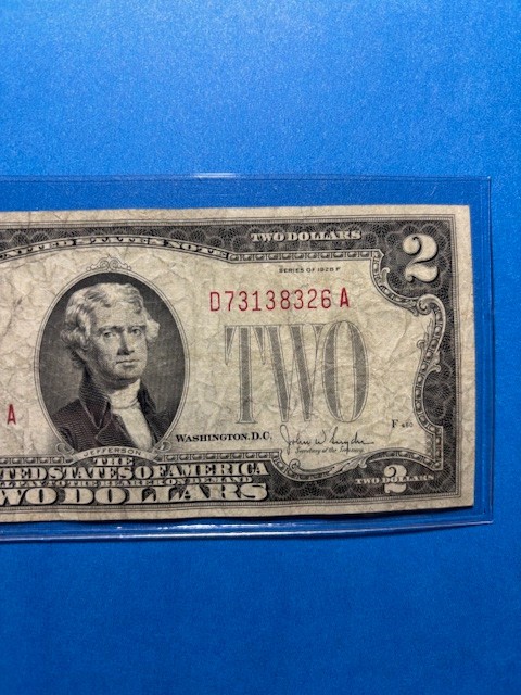 1928 $2 Jefferson Note (Red Seal) E14831128A