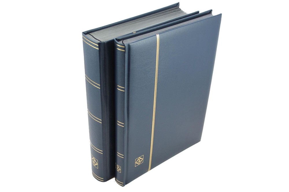 PREMIUM Padded Stockbook , Leather (LEFA) Cover: Blue S64 A4 32/64 & Slipcase